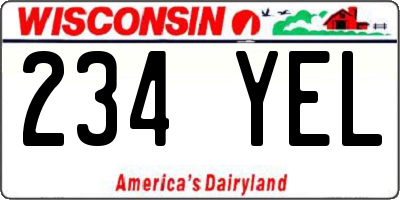 WI license plate 234YEL