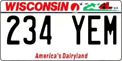 WI license plate 234YEM