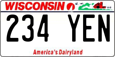 WI license plate 234YEN