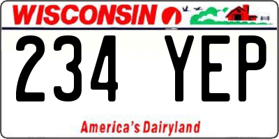 WI license plate 234YEP