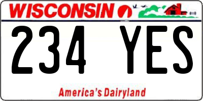 WI license plate 234YES