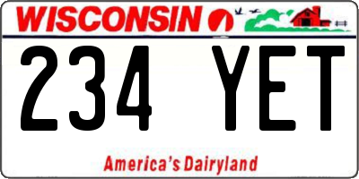 WI license plate 234YET