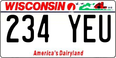 WI license plate 234YEU