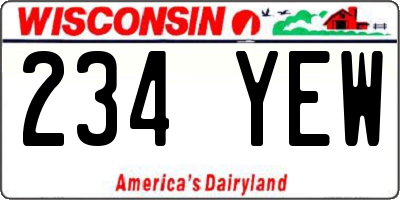 WI license plate 234YEW