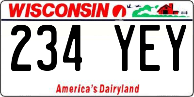 WI license plate 234YEY