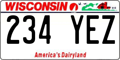 WI license plate 234YEZ