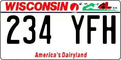 WI license plate 234YFH