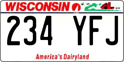 WI license plate 234YFJ