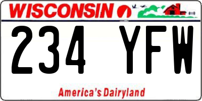 WI license plate 234YFW