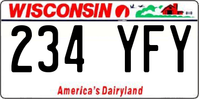 WI license plate 234YFY