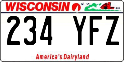WI license plate 234YFZ