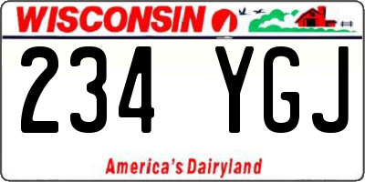 WI license plate 234YGJ
