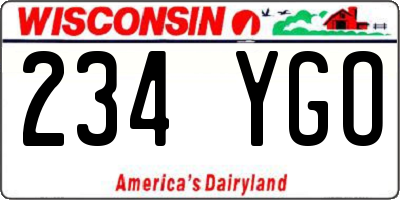 WI license plate 234YGO