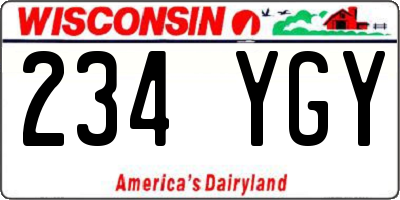 WI license plate 234YGY