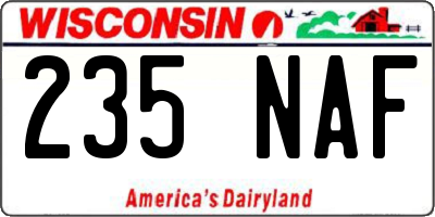 WI license plate 235NAF