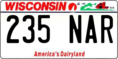 WI license plate 235NAR