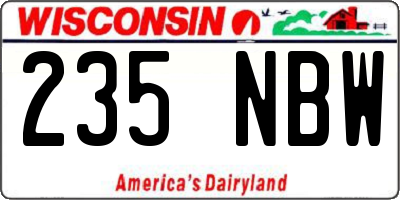 WI license plate 235NBW