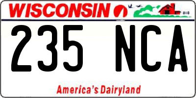 WI license plate 235NCA
