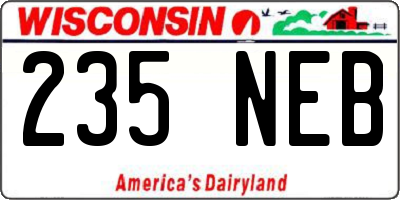 WI license plate 235NEB