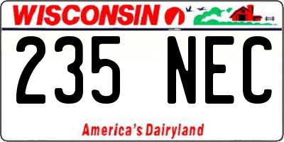 WI license plate 235NEC