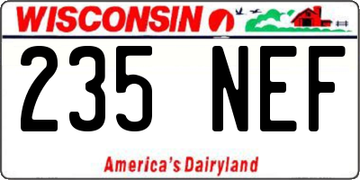 WI license plate 235NEF
