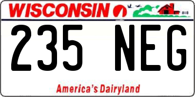 WI license plate 235NEG