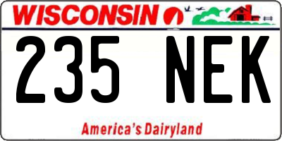 WI license plate 235NEK