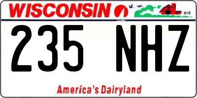 WI license plate 235NHZ