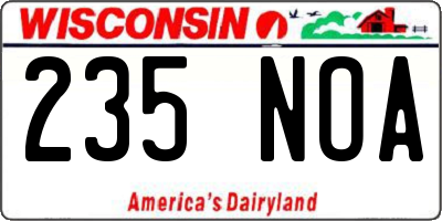 WI license plate 235NOA