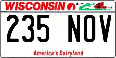 WI license plate 235NOV