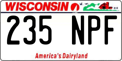 WI license plate 235NPF