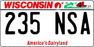 WI license plate 235NSA