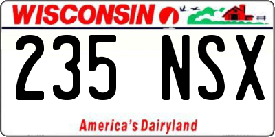 WI license plate 235NSX