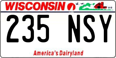 WI license plate 235NSY