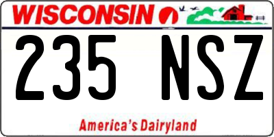 WI license plate 235NSZ