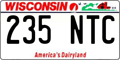 WI license plate 235NTC
