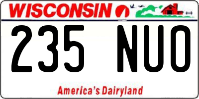 WI license plate 235NUO