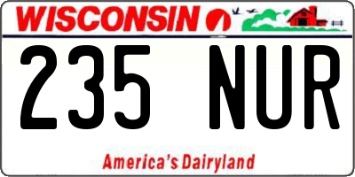 WI license plate 235NUR