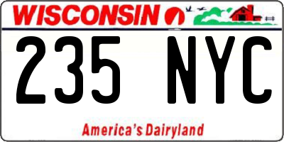 WI license plate 235NYC