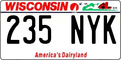 WI license plate 235NYK
