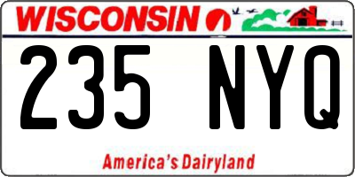 WI license plate 235NYQ