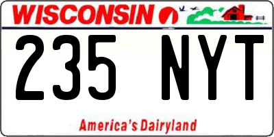 WI license plate 235NYT