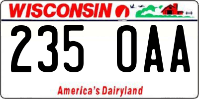 WI license plate 235OAA