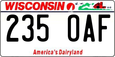 WI license plate 235OAF