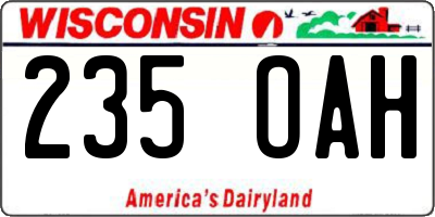 WI license plate 235OAH