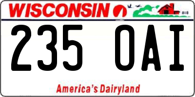 WI license plate 235OAI