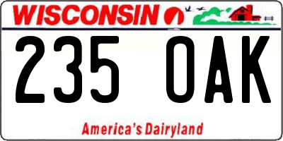 WI license plate 235OAK