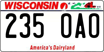 WI license plate 235OAO