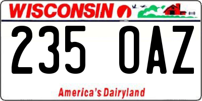 WI license plate 235OAZ