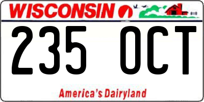 WI license plate 235OCT